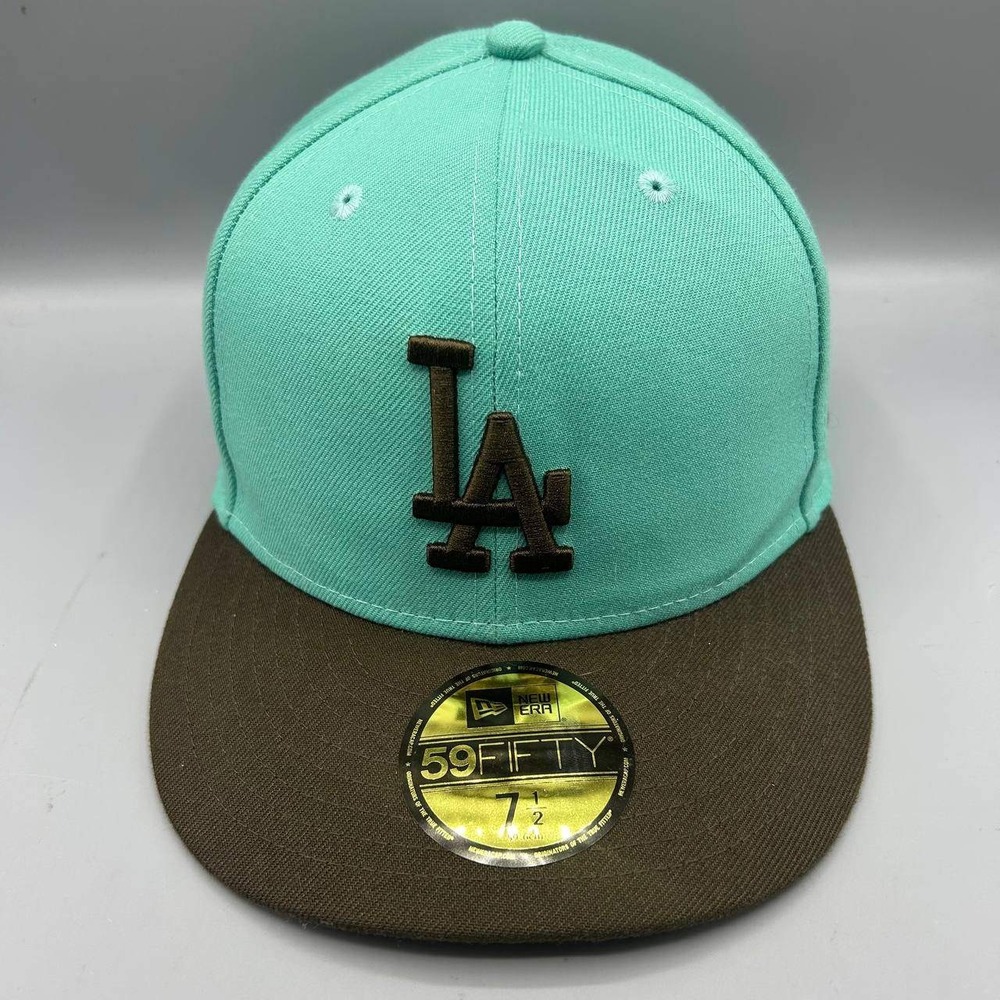 Los Angeles LA Dodgers MLB Hat Men Green 7 1/2 59Fifty New Era Fitted Cap
